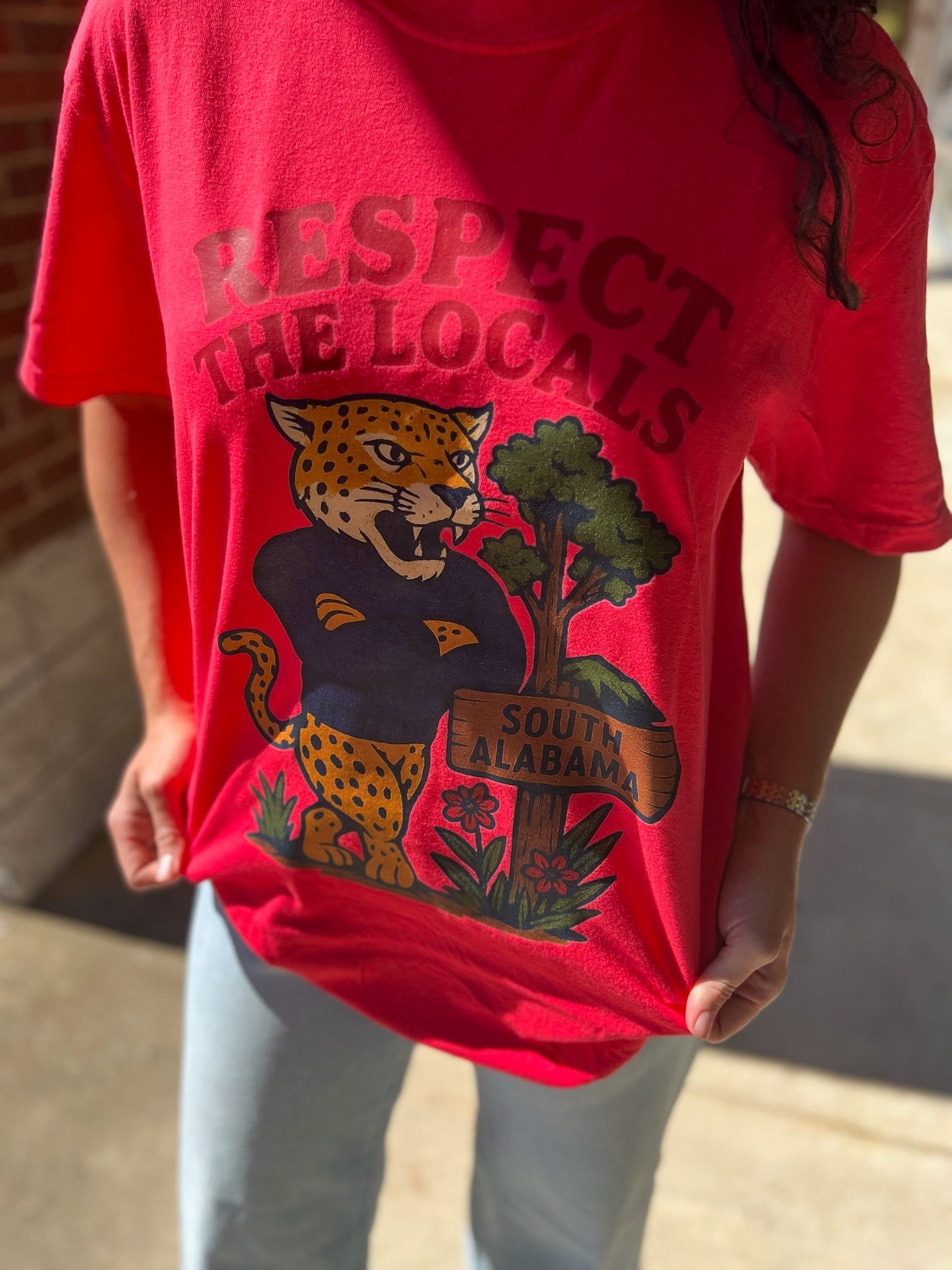 South Alabama Respect the Locals Jaguar Red T-Shirt - A'Bekah's Boutique