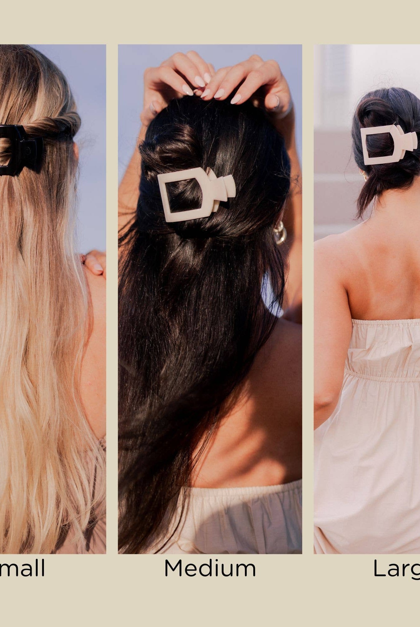 Square Flat Hair Clip | Large | Coconut White - A'Bekah's Boutique