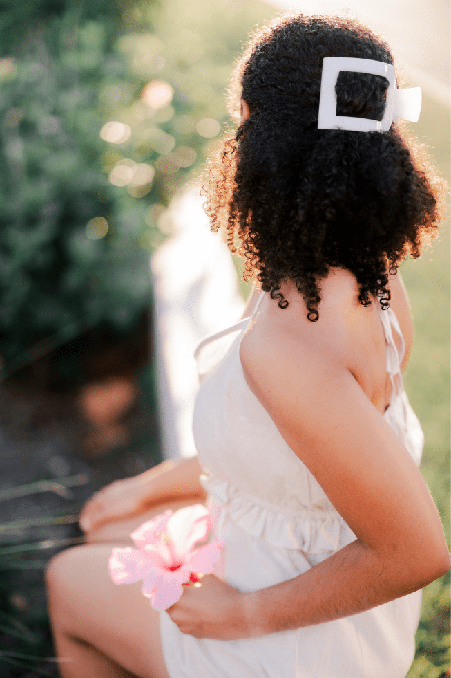 Square Flat Hair Clip | Large | Coconut White - A'Bekah's Boutique