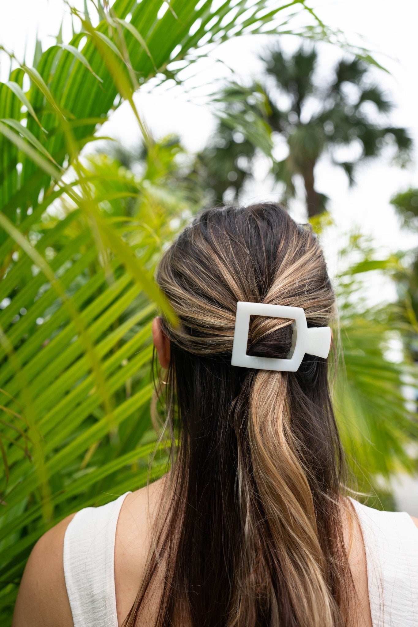 Square Flat Hair Clip | Medium | Coconut White - A'Bekah's Boutique
