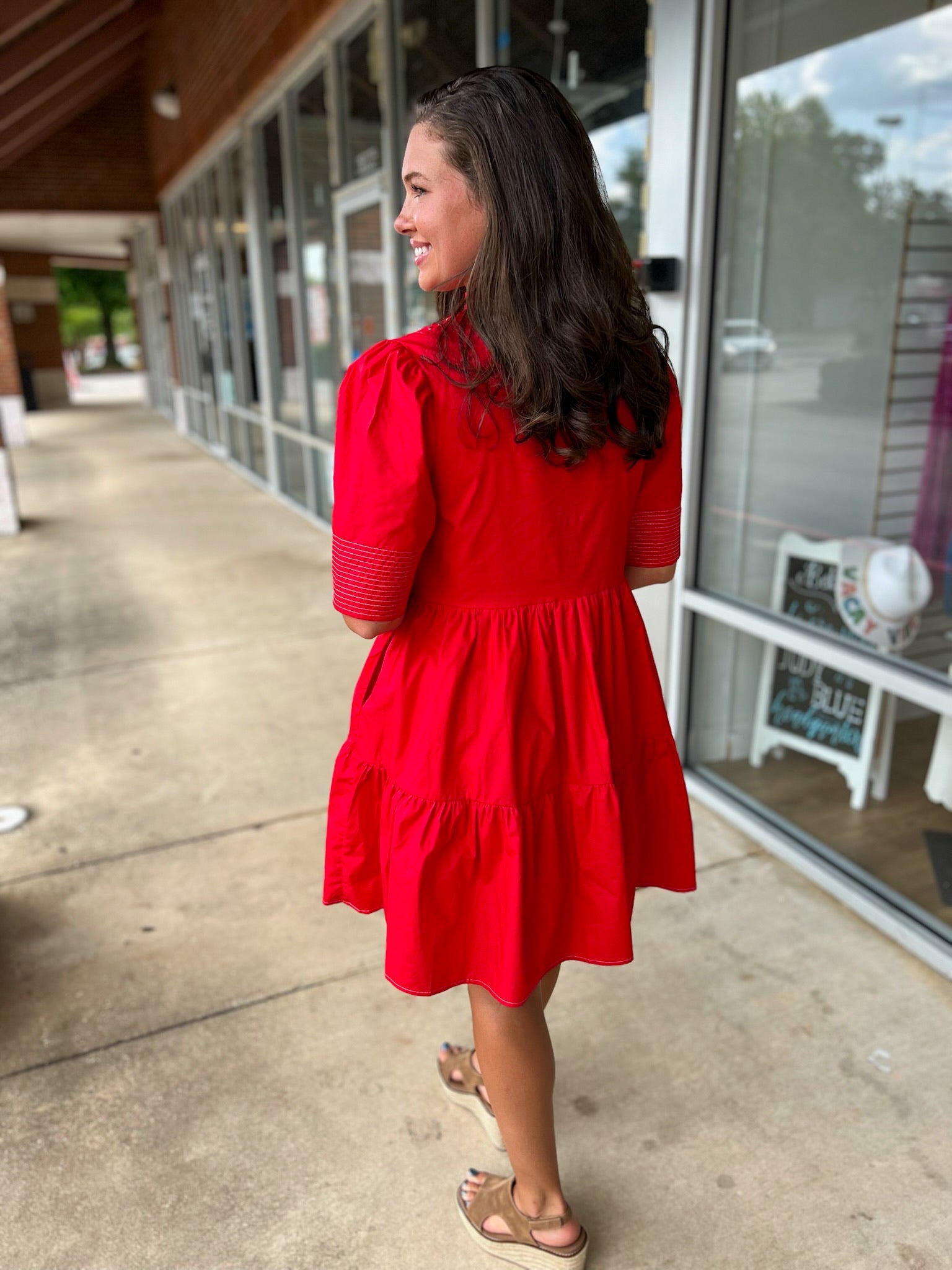 Stay Forever Red Dress with Smocking - A'Bekah's Boutique