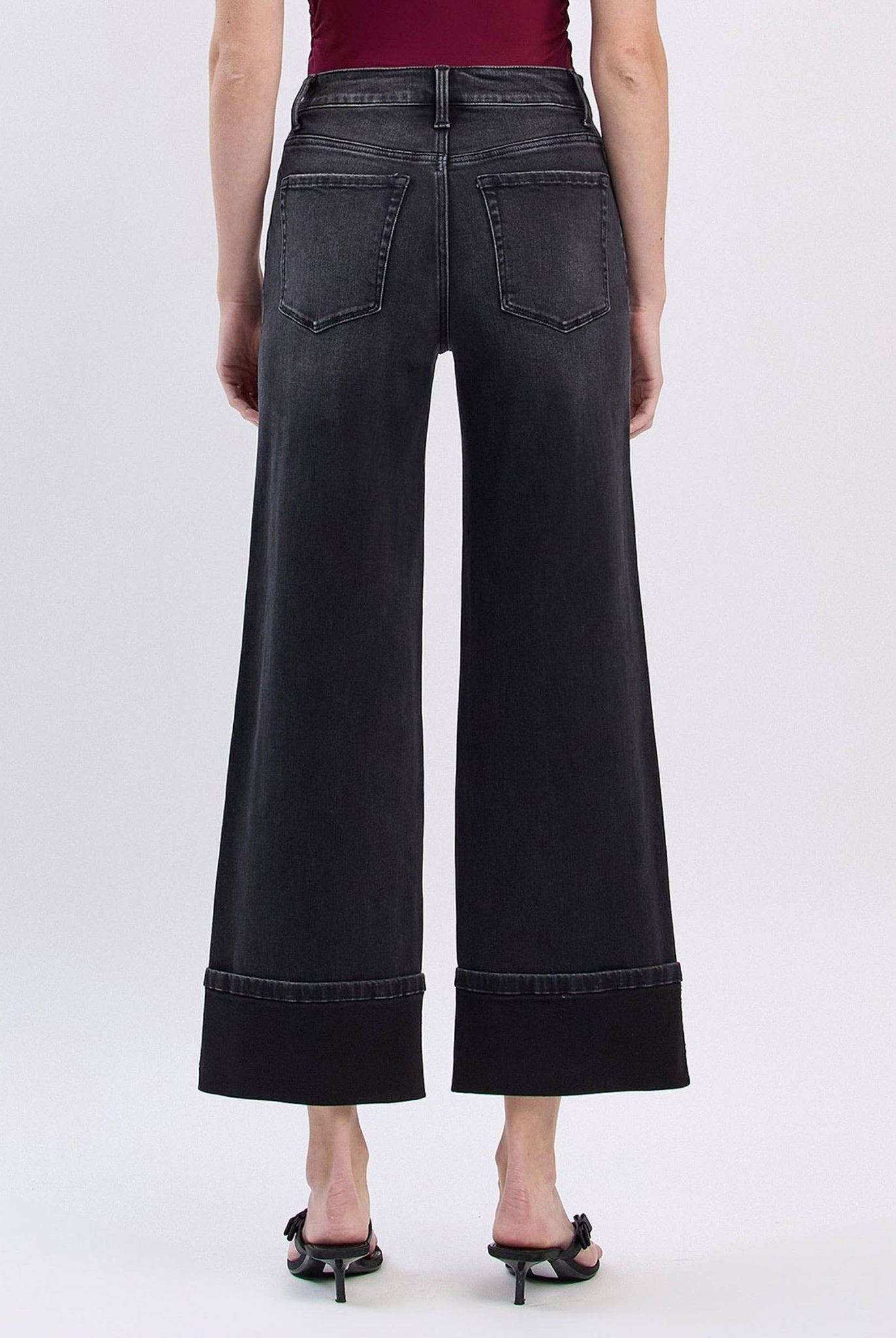 SUPER HIGH RISE CUFFED BAGGY WIDE JEANS - A'Bekah's Boutique
