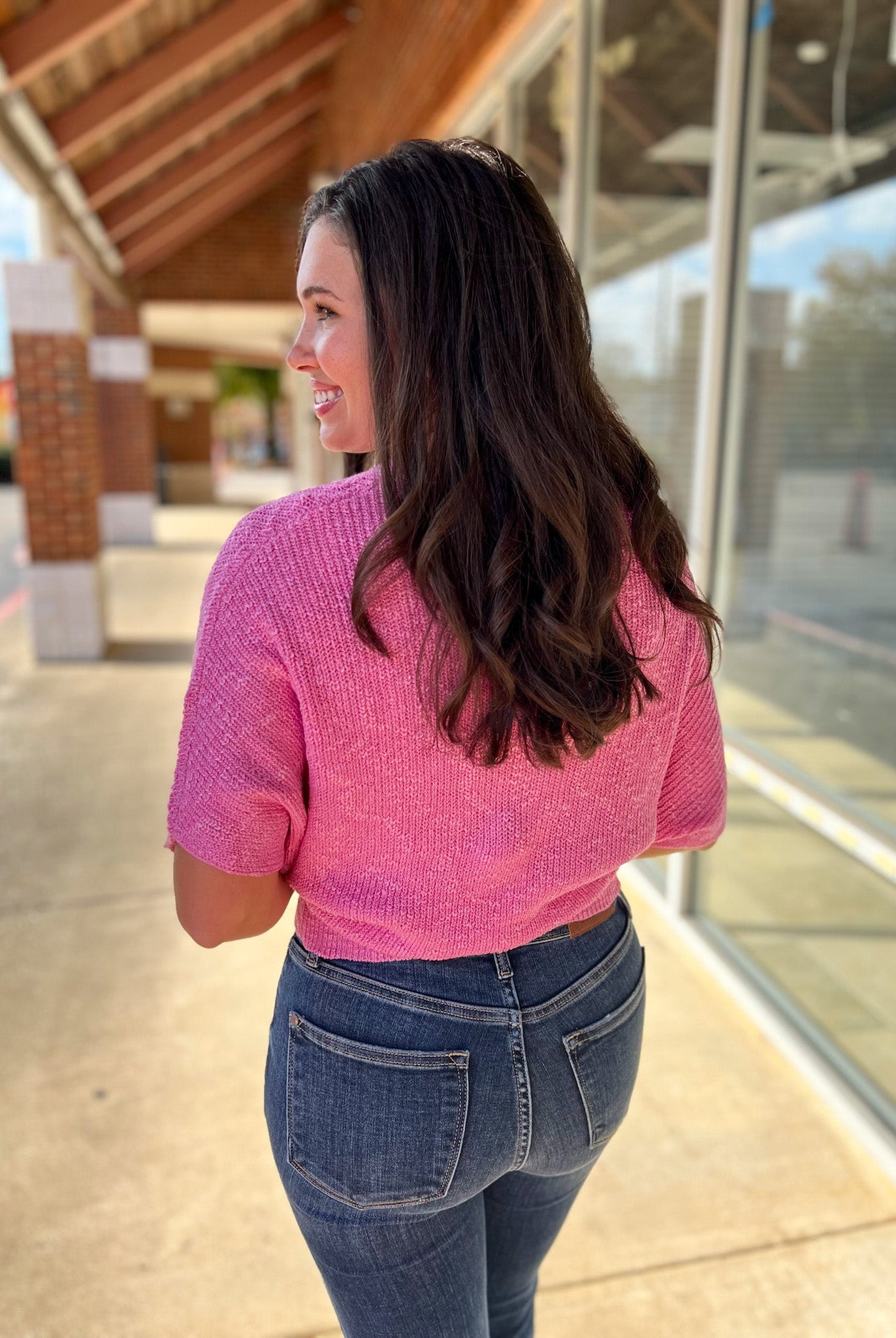 Sweet Pink Cropped Half Dolman Sleeve Sweater - A'Bekah's Boutique