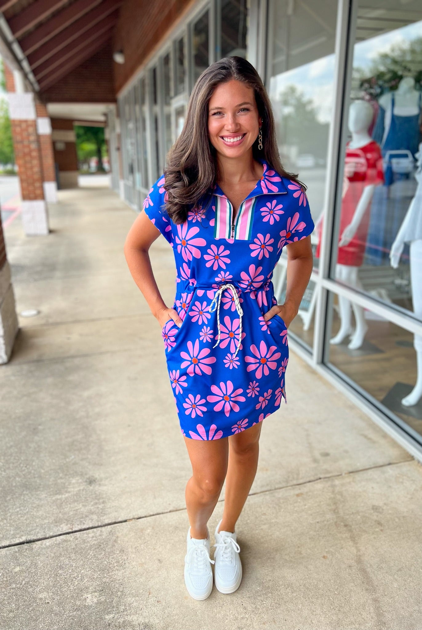 Take Me To Paradise Purple Floral Quarter Zip Dress - A'Bekah's Boutique