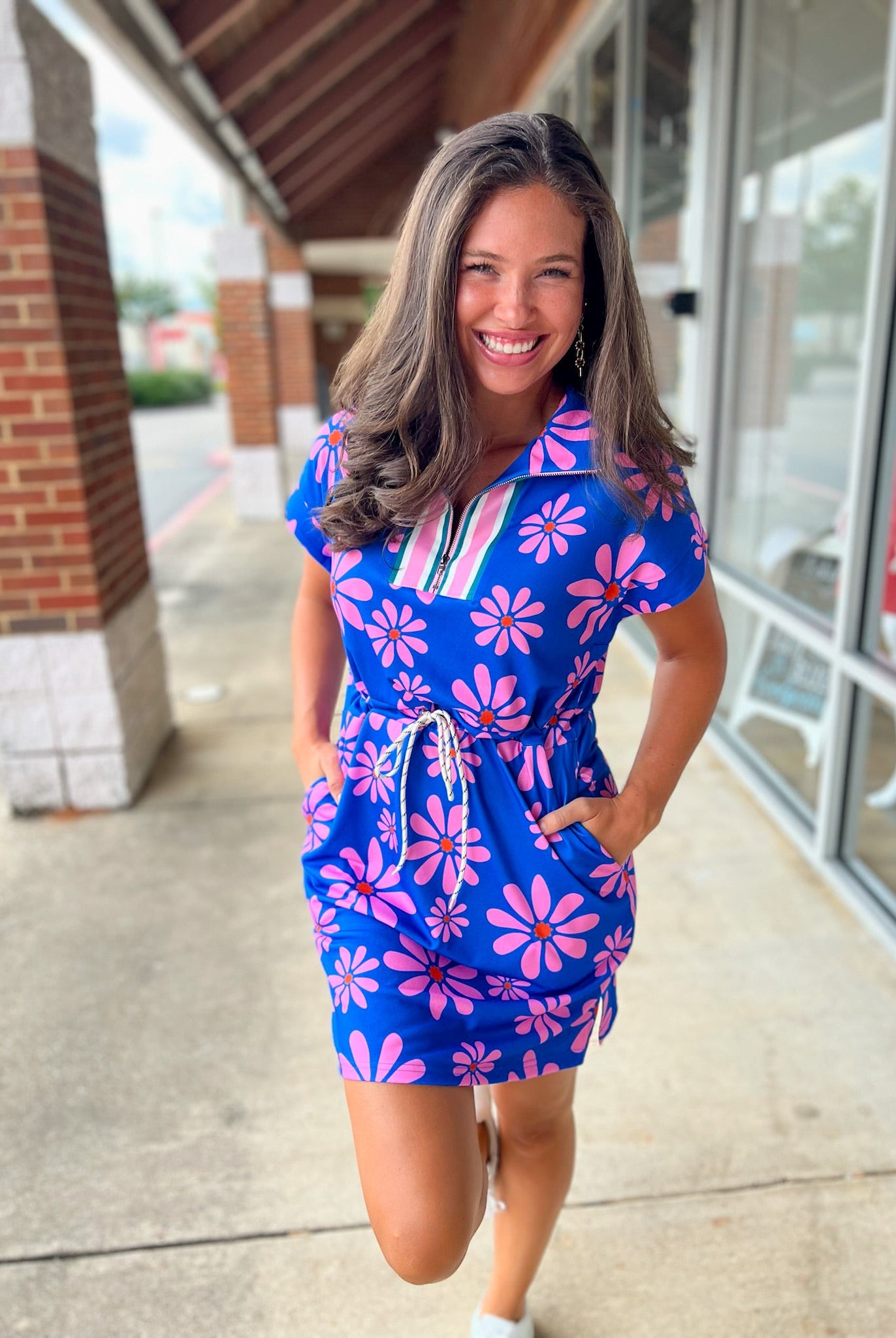 Take Me To Paradise Purple Floral Quarter Zip Dress - A'Bekah's Boutique