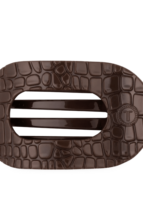 Teleties Brown Crocodile Small Round Flat Hair Clip - A'Bekah's Boutique