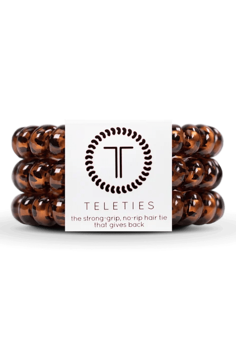 Teleties Tortoise Small Hair Ties Set of 3 - A'Bekah's Boutique