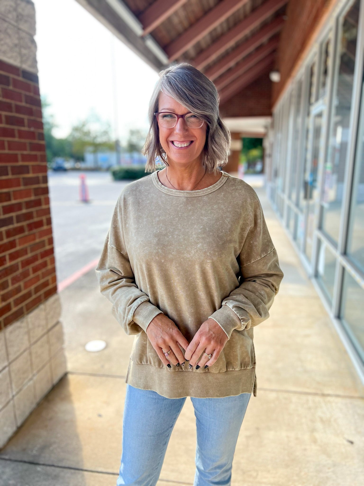 Watch It Happen Mocha Long Sleeve Knit Top with Side Slits - A'Bekah's Boutique