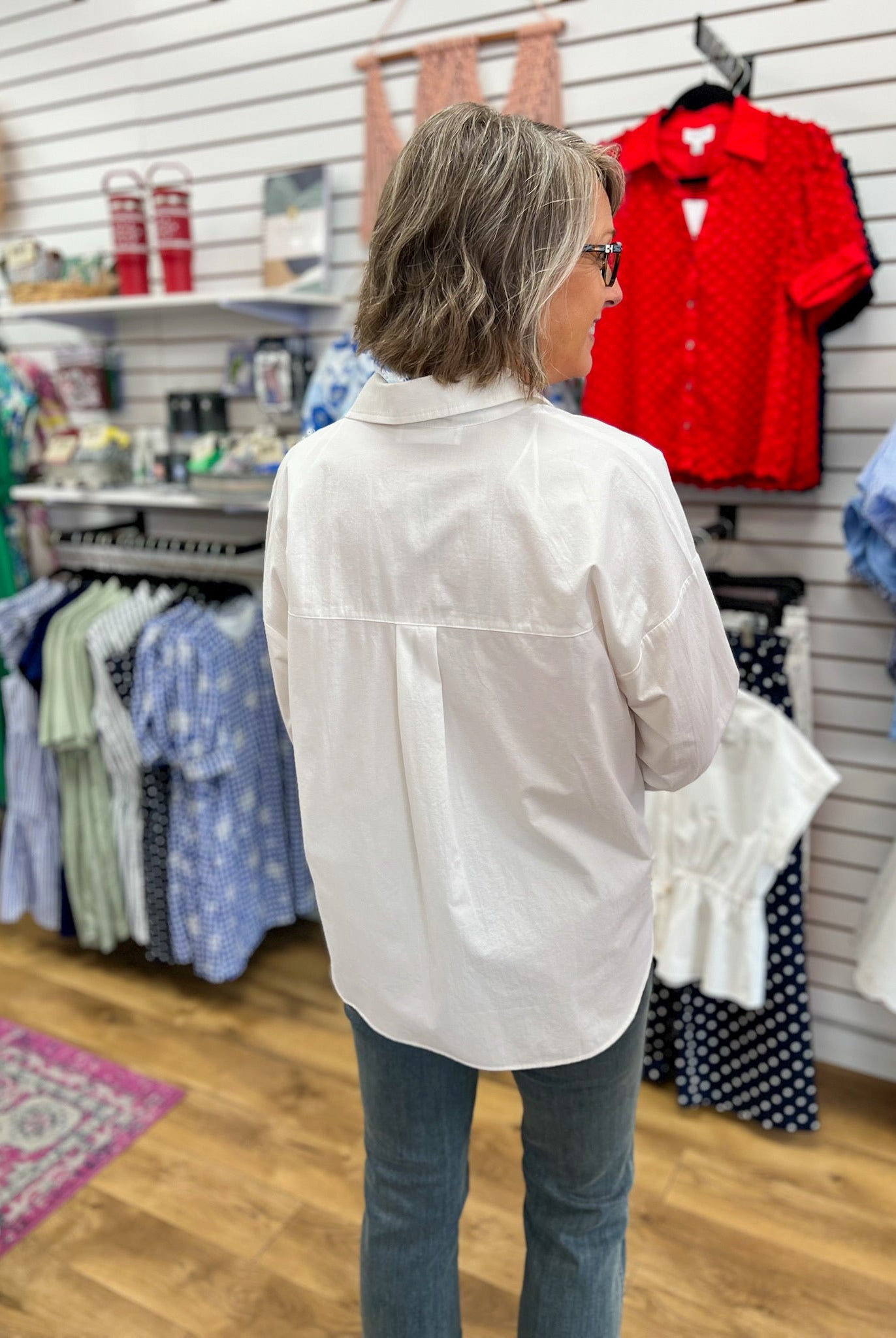 White Long Sleeve Button Up Poplin Shirt - A'Bekah's Boutique