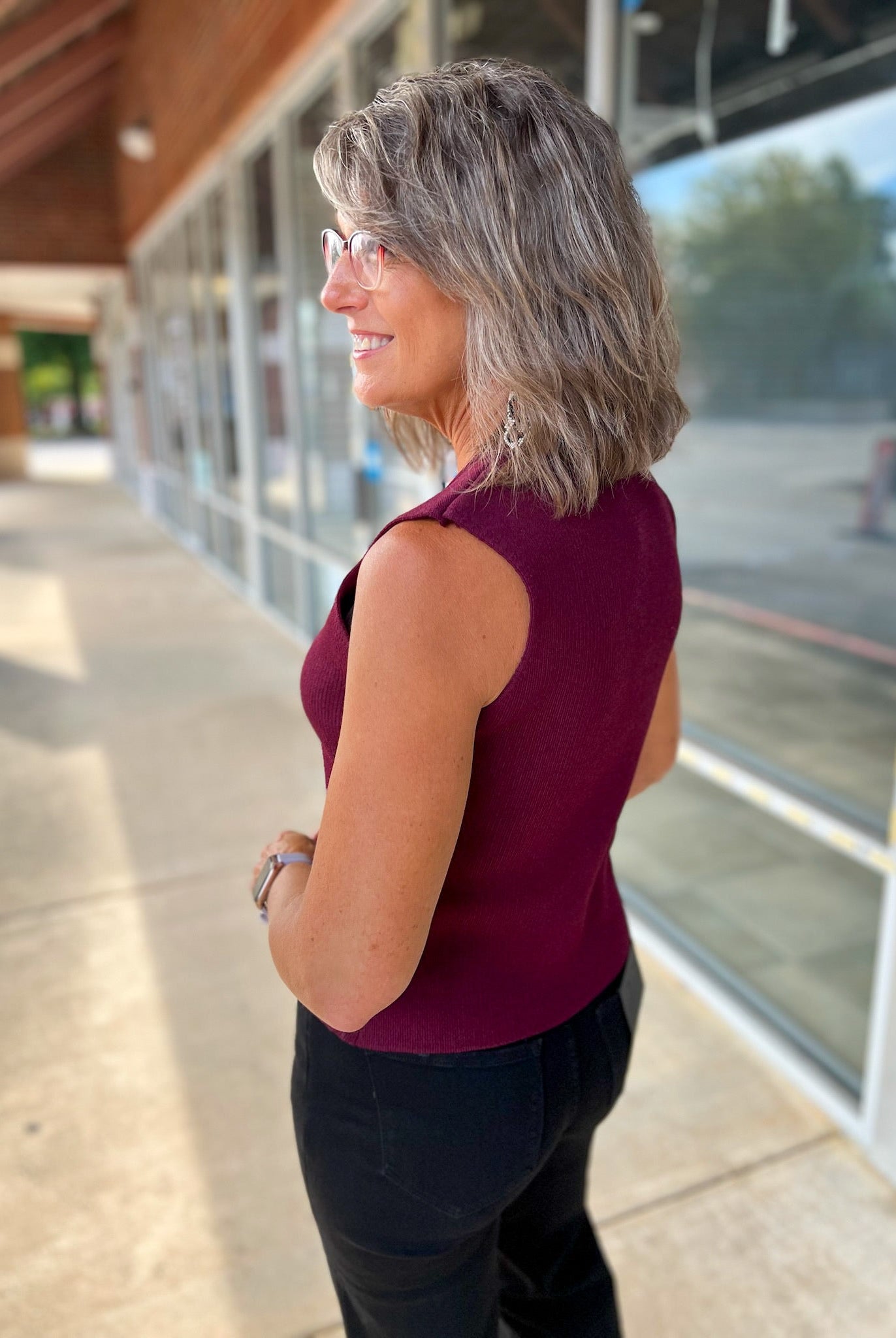 Wine Knit Sweater Vest with Gold Buttons - A'Bekah's Boutique