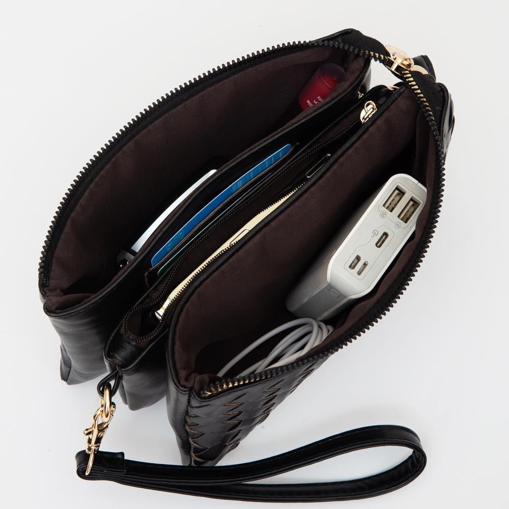 Woven Vegan Leather Crossbody Envelope Purse - A'Bekah's Boutique