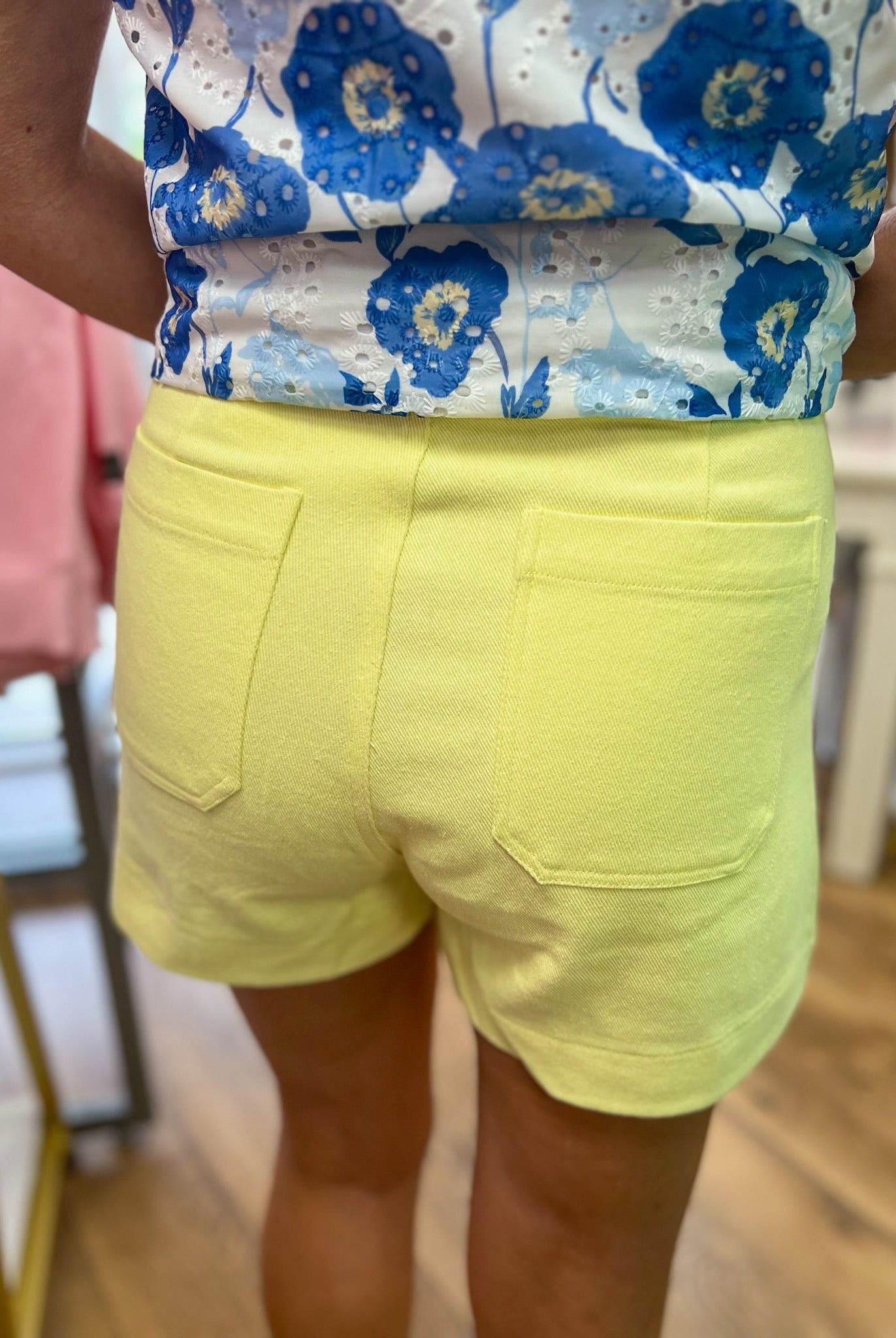 Yellow High Waisted Shorts with Patch Pockets - A'Bekah's Boutique