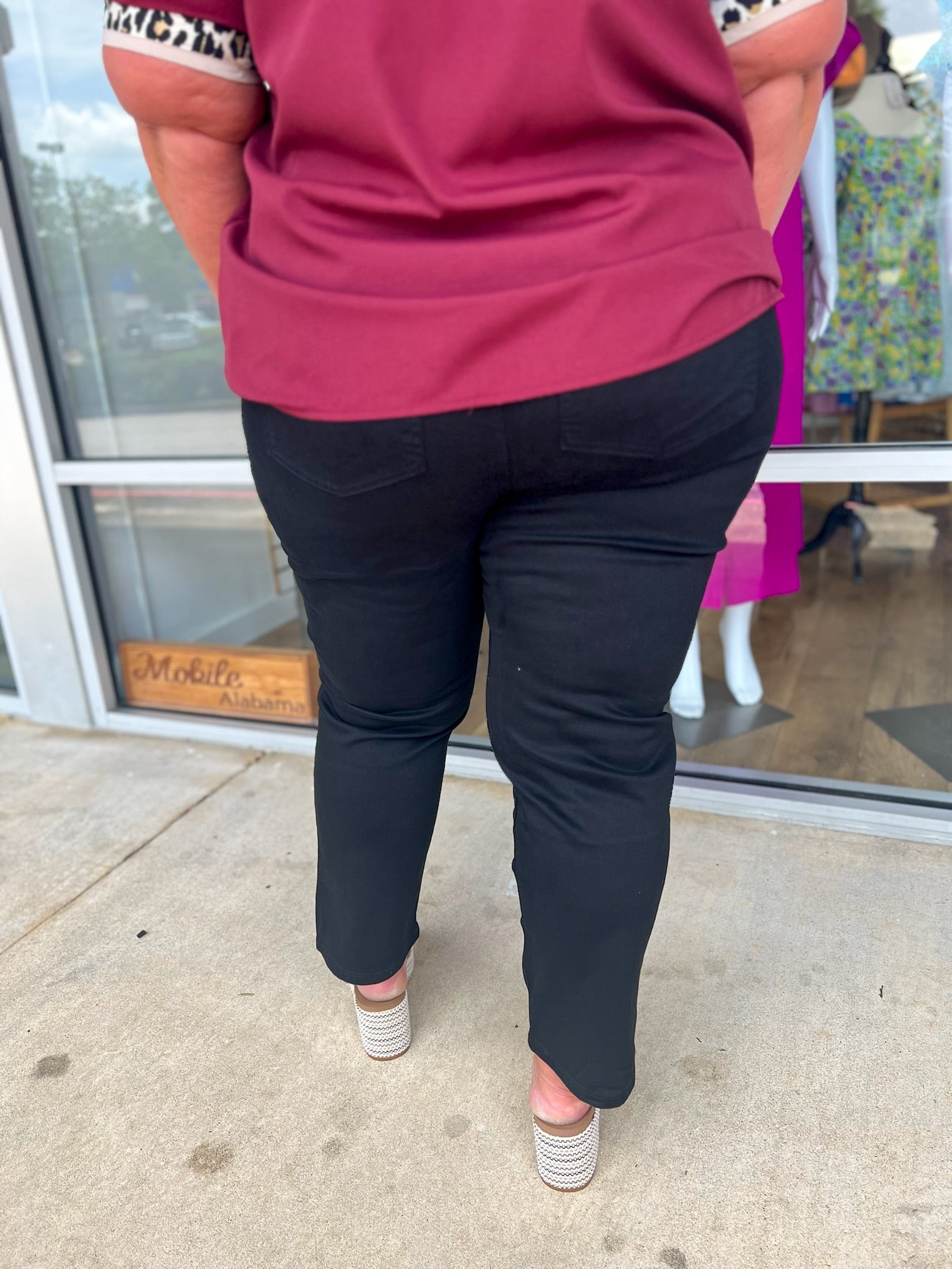 YMI Black Pull On Drawstring Cropped Jeans (C) - A'Bekah's Boutique