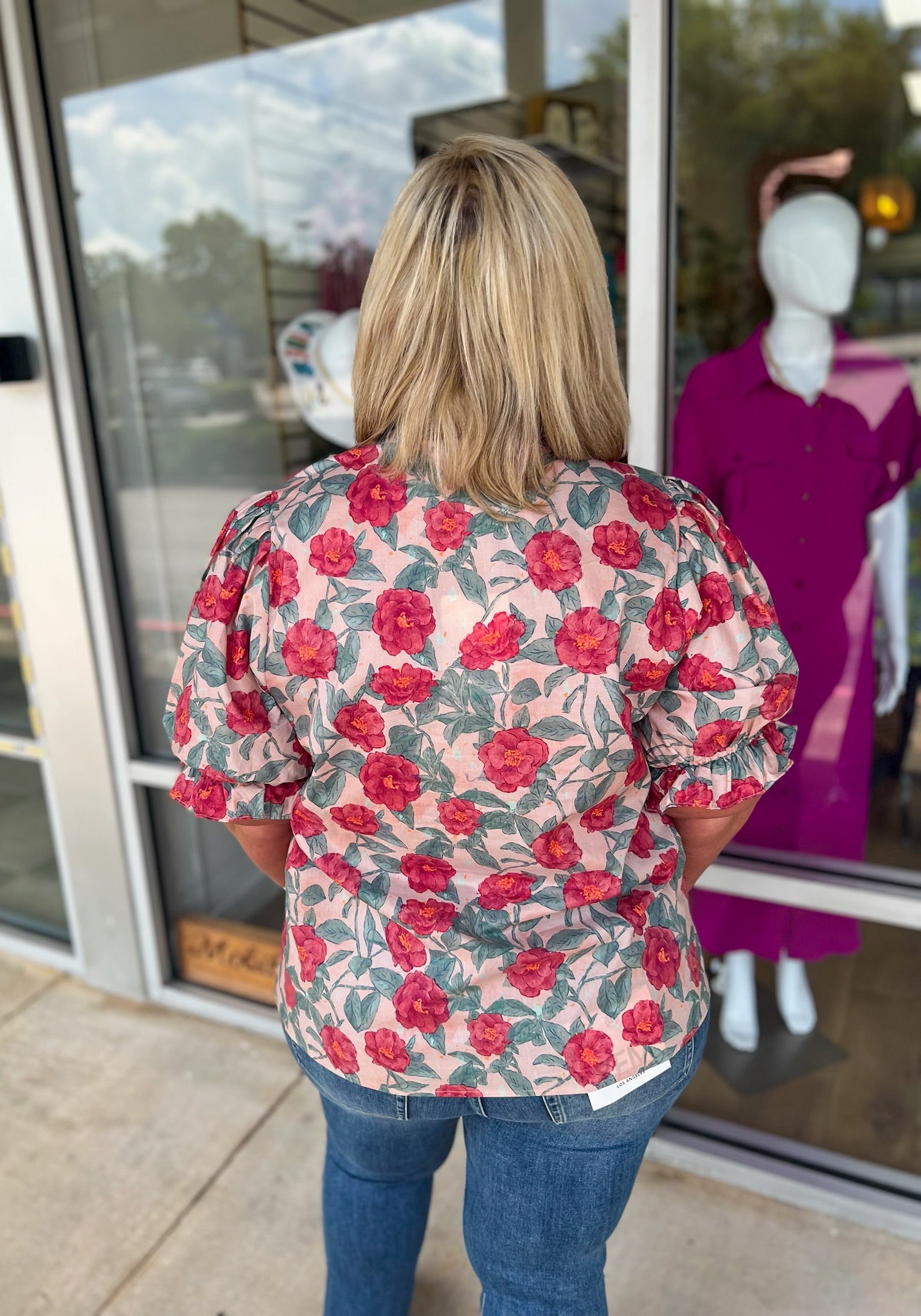 Your Time Vintage Rose Floral V - Neck Top (C) - A'Bekah's Boutique