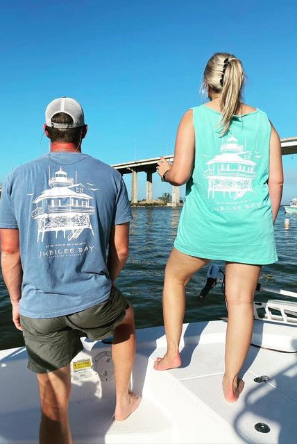 Jubilee Bay Denim Blue Middle Bay Lighthouse Short Sleeve T-Shirt - A'Bekah's Boutique