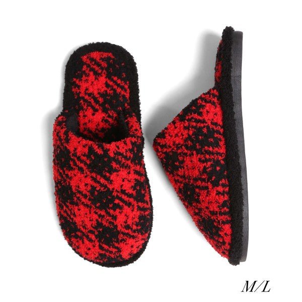 Red and Black Plaid Super Soft Slippers - A'Bekah's Boutique