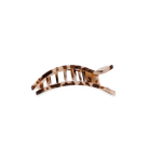 Small flat rectangle blonde tortoise hair clip with open ladder design and spring hinge