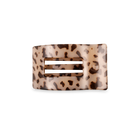 Small rectangular flat hair clip in blonde tortoise leopard print acetate