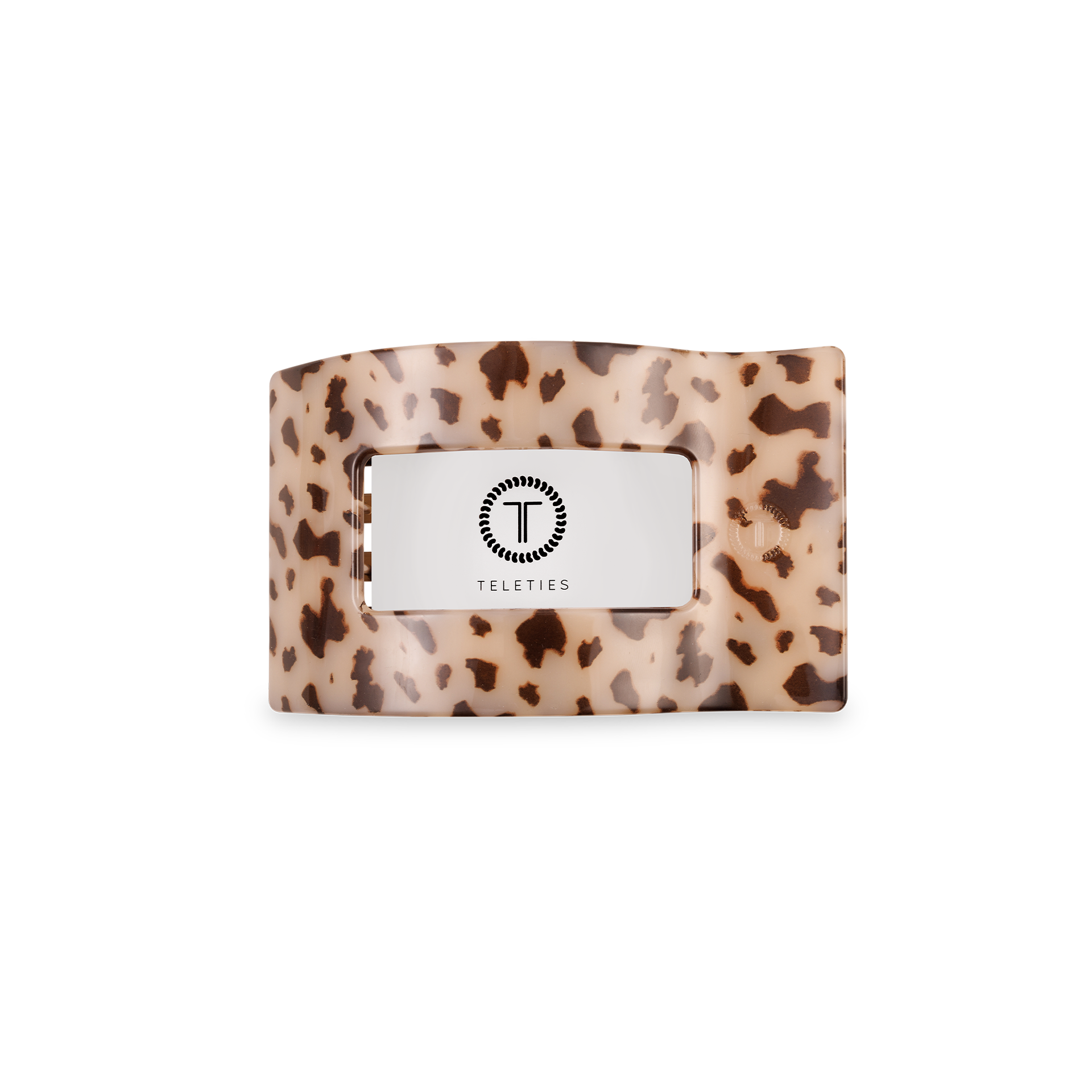 TELETIES small flat rectangle hair claw clip in blonde tortoise leopard pattern