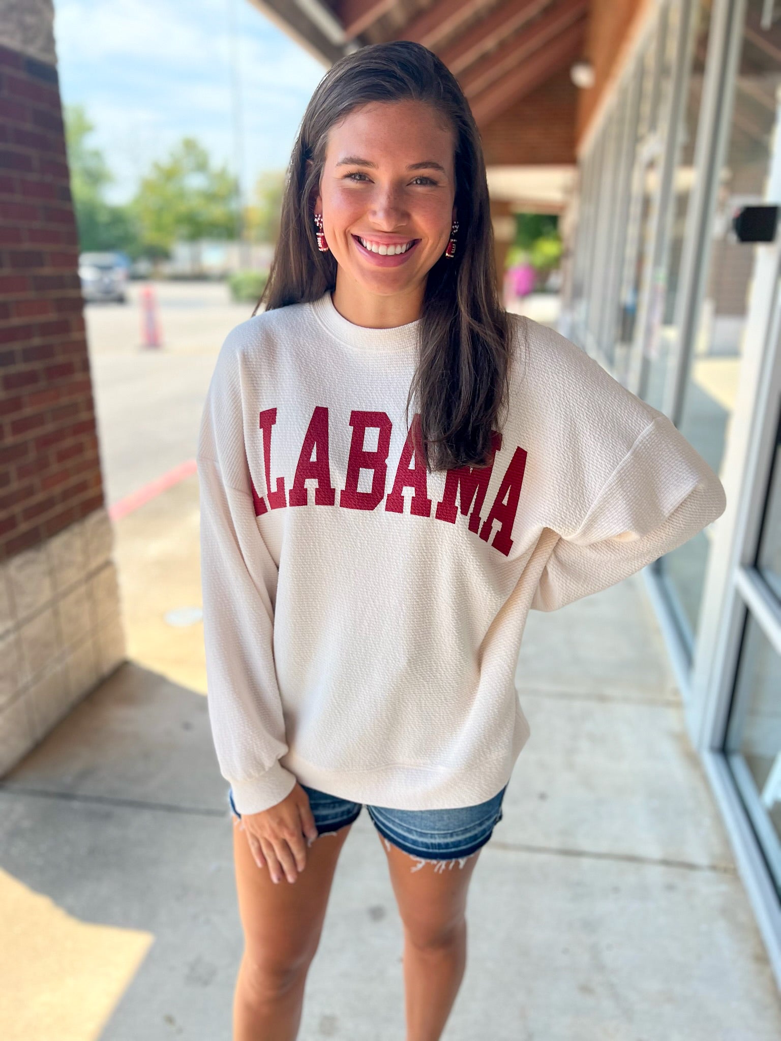 Sweatshirt Alabama game day graphic cream cloudy knit