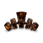 Large tortoise shell hair claw clip with square teeth in brown acetate pattern