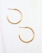 Caroline Hill Mayor thin gold hoop earrings with post backs on white background