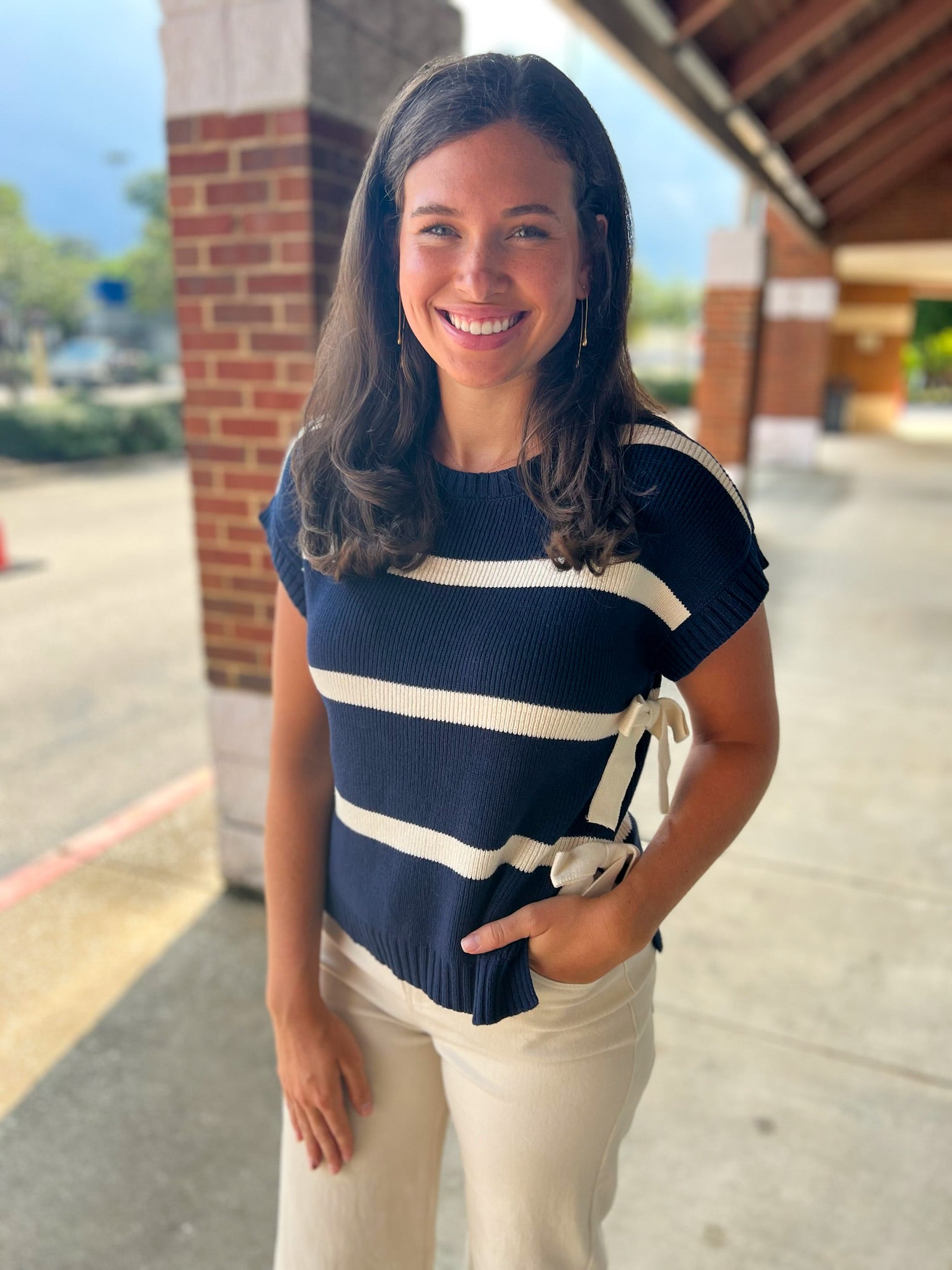 Navy & White striped sweater Vest