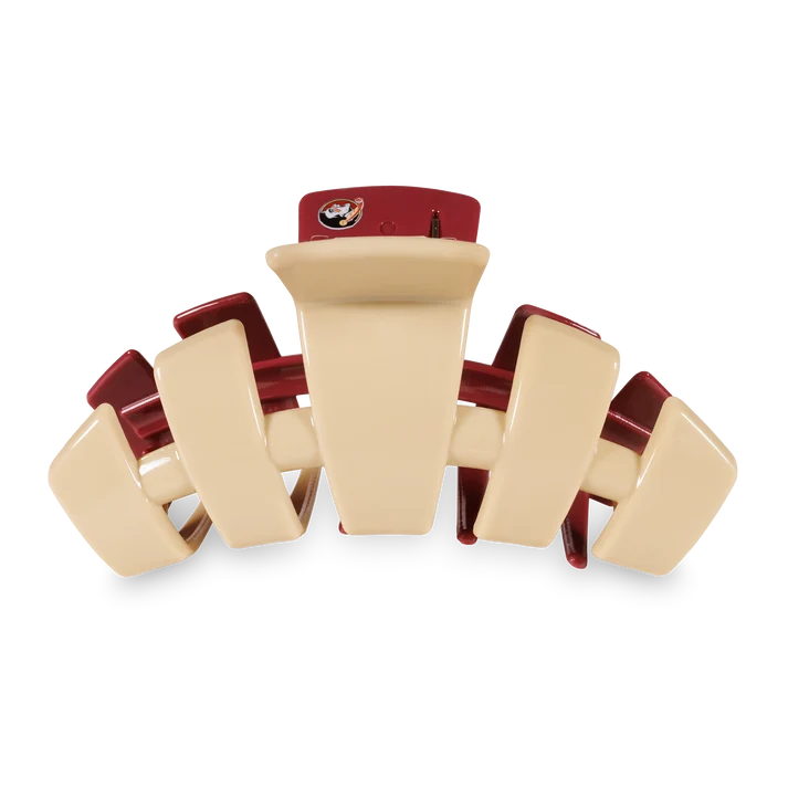 Florida State Seminoles large hair claw clip in ivory and burgundy with logo