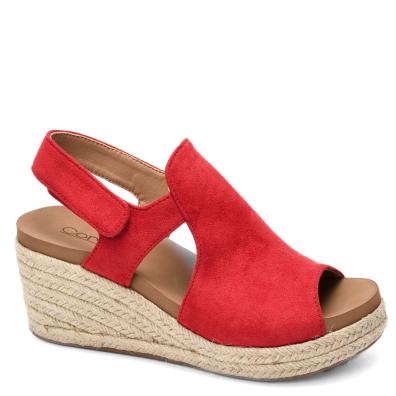 Corkys Pose Red Faux Suede Wedges