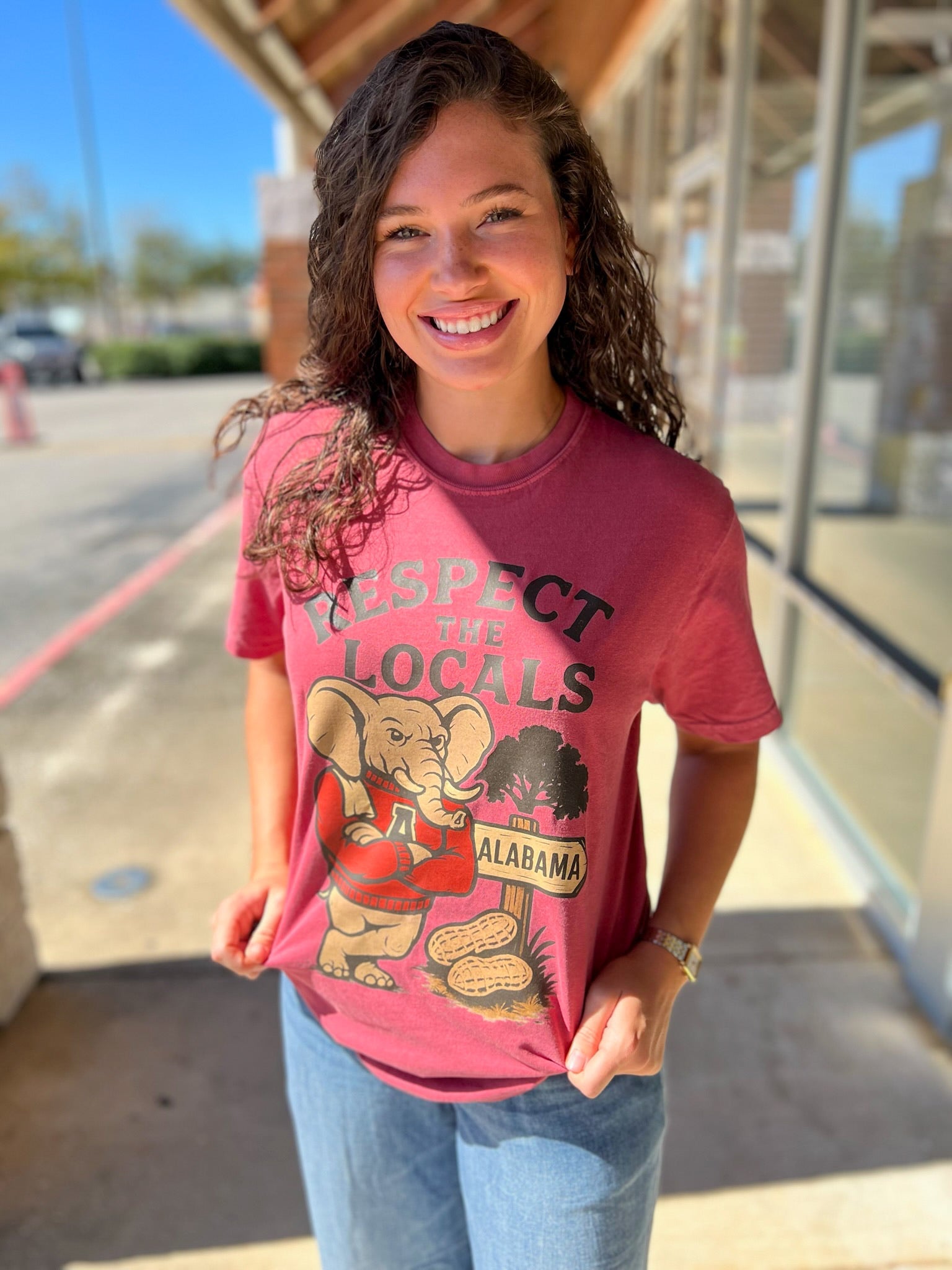 Alabama Respect the Locals Elephant Crimson T-Shirt - A'Bekah's Boutique