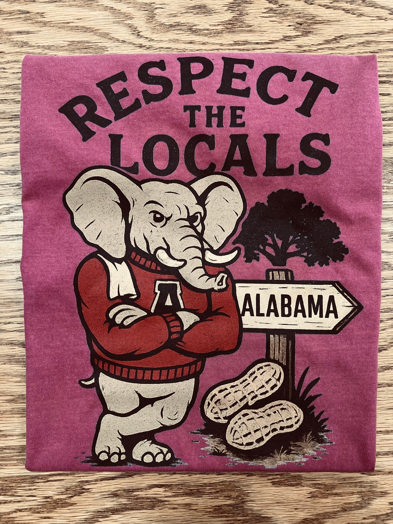 Alabama Respect the Locals Elephant Crimson T-Shirt - A'Bekah's Boutique