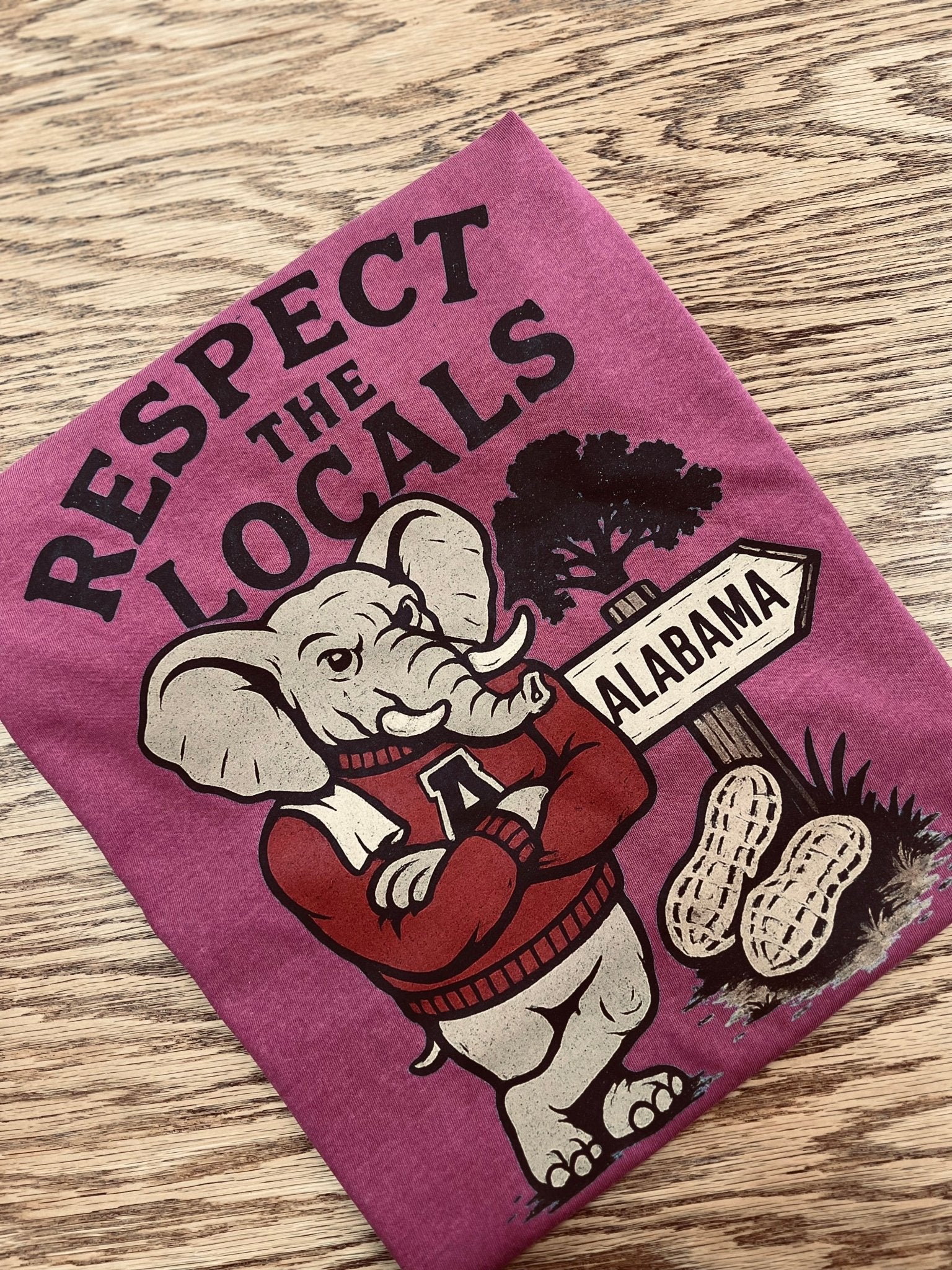 Alabama Respect the Locals Elephant Crimson T-Shirt - A'Bekah's Boutique