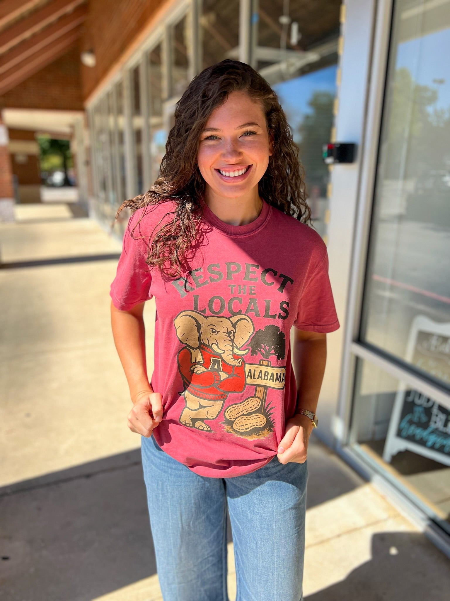 Alabama Respect the Locals Elephant Crimson T-Shirt - A'Bekah's Boutique