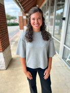 All About It Heather Gray Drop Shoulder Double Knit Top - A'Bekah's Boutique