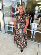 All Day Long Chocolate Floral Tiered Midi Dress(C) - A'Bekah's Boutique