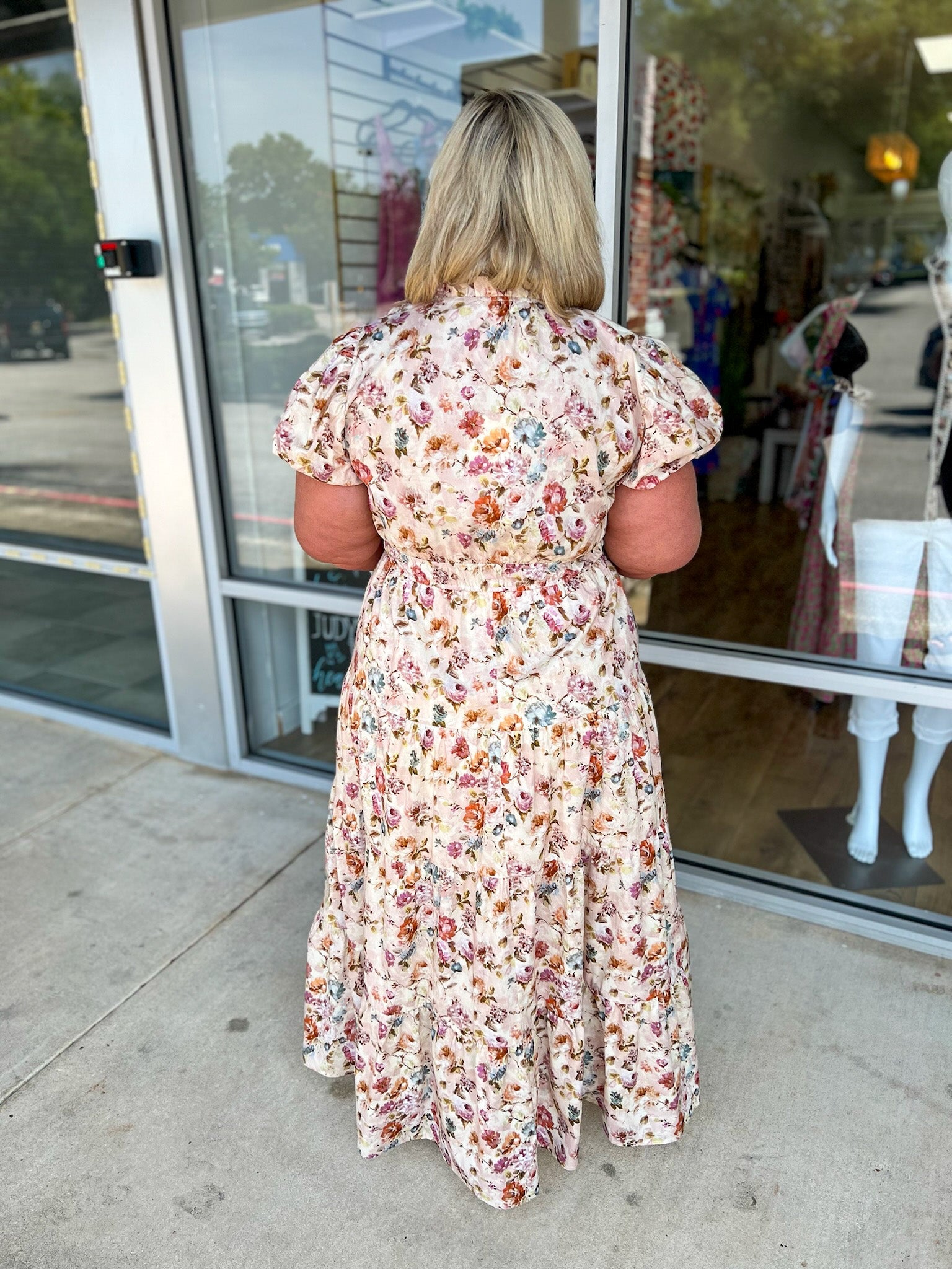 All Day Long Ecru Floral Tiered Midi Dress (C) - A'Bekah's Boutique