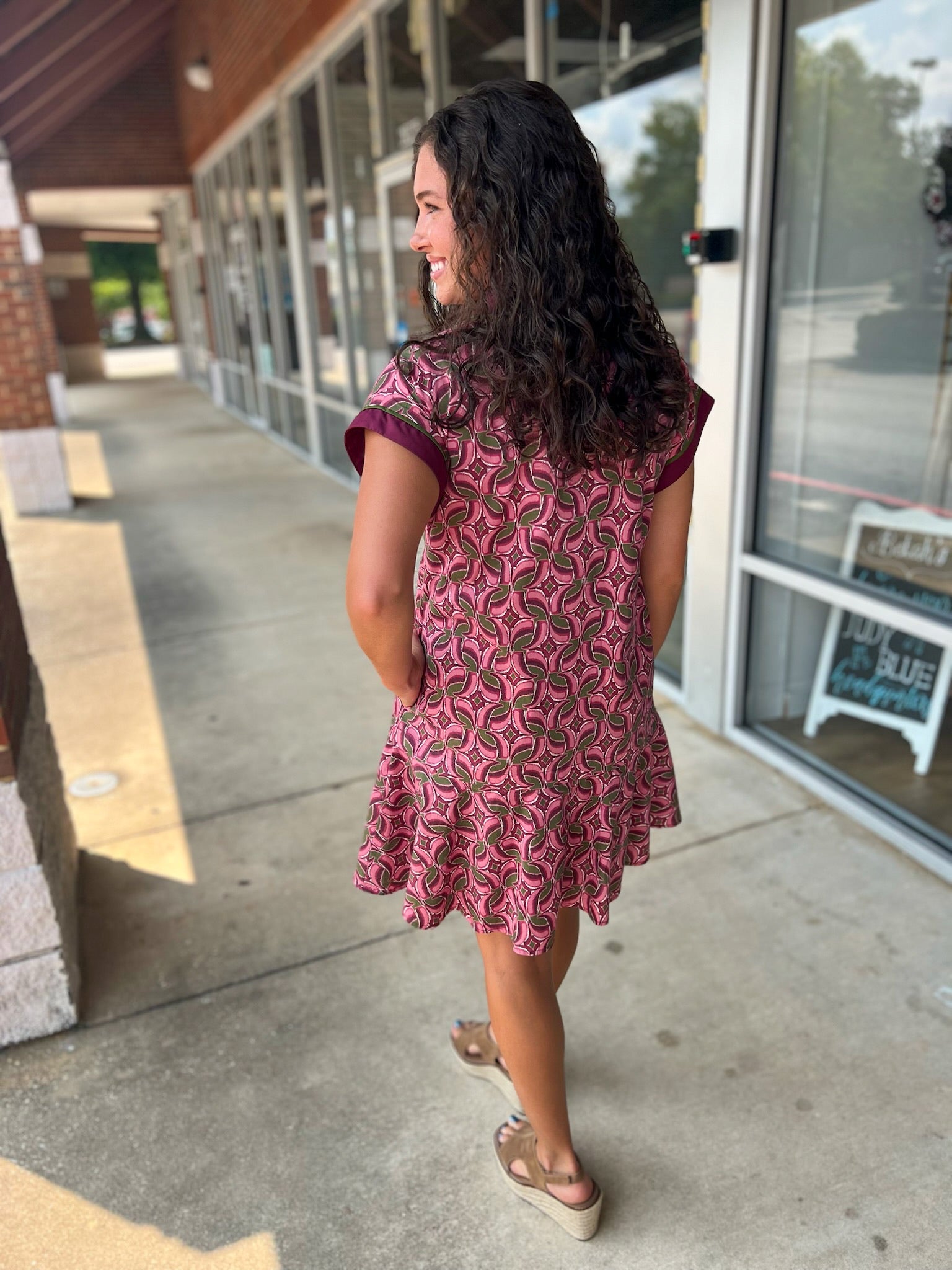 All I Wanna Say Wine Abstract Print V - Neck Dress - A'Bekah's Boutique