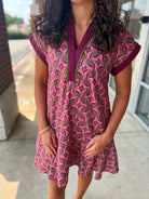 All I Wanna Say Wine Abstract Print V - Neck Dress - A'Bekah's Boutique