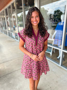 All I Wanna Say Wine Abstract Print V - Neck Dress - A'Bekah's Boutique