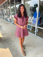 All I Wanna Say Wine Abstract Print V - Neck Dress - A'Bekah's Boutique