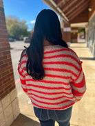 All Set Orange Striped Fleece Sweater - A'Bekah's Boutique