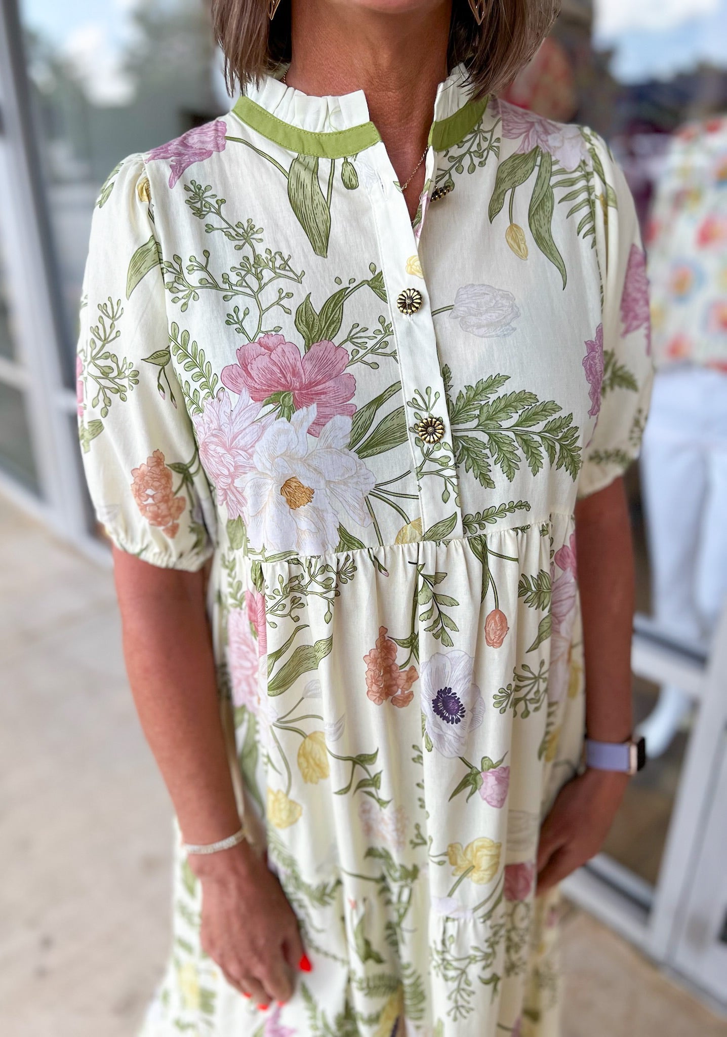 All The Flowers Light Sage Floral Tiered Midi Dress - A'Bekah's Boutique