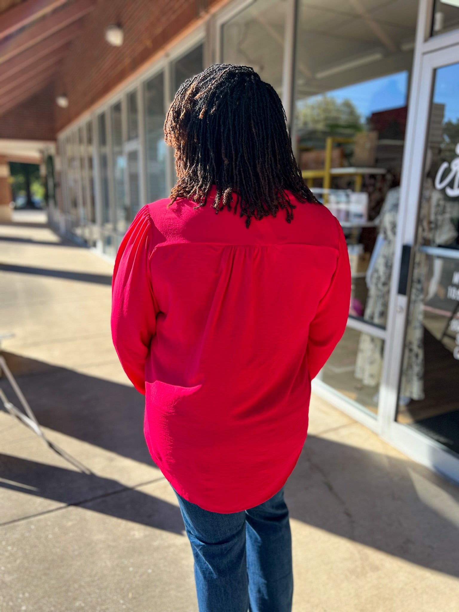 Always Love You Cherry Red Long Sleeve V - Neck Top (C) - A'Bekah's Boutique