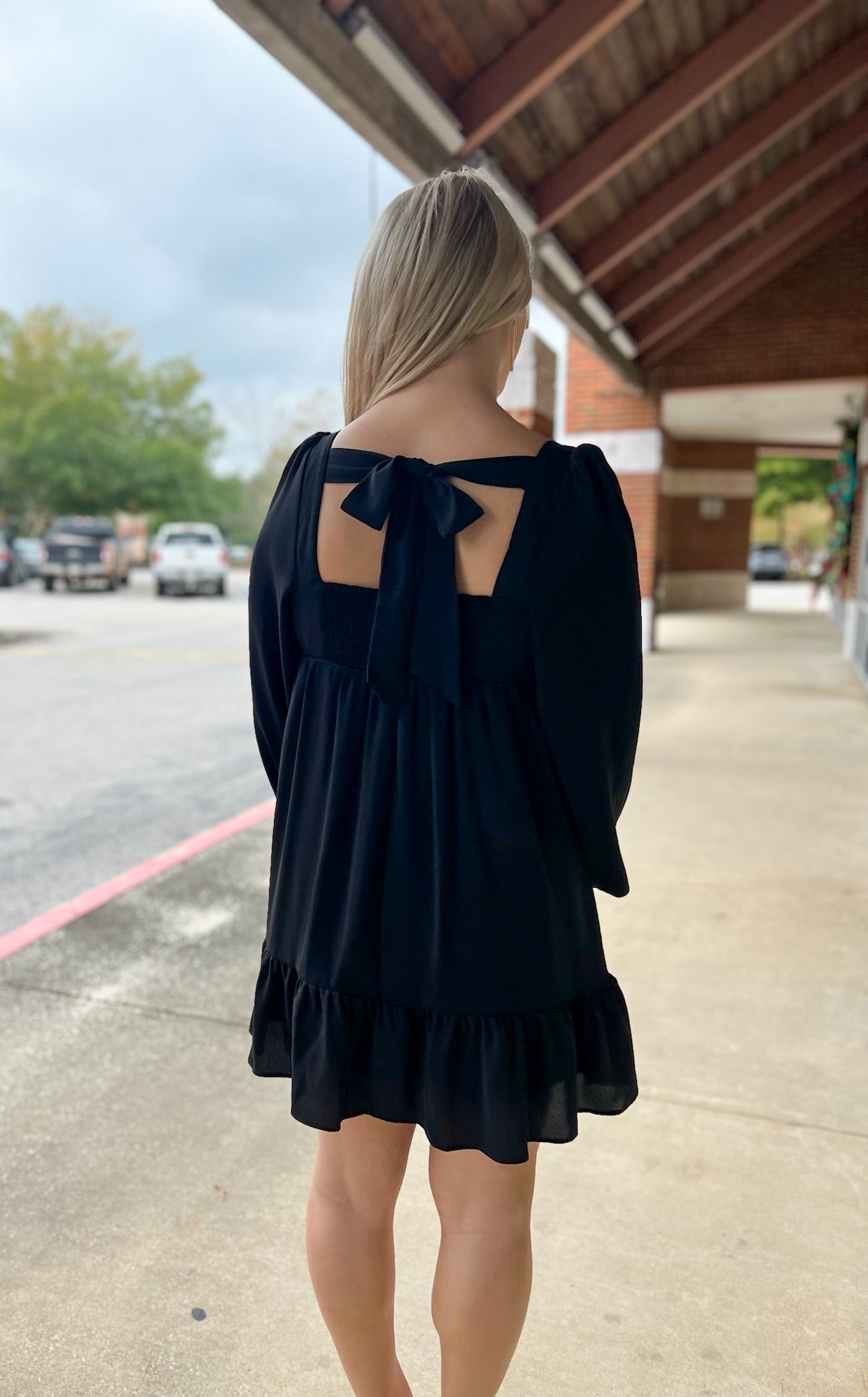 Always Make Time Black Dress with Tie Back Detail - A'Bekah's Boutique