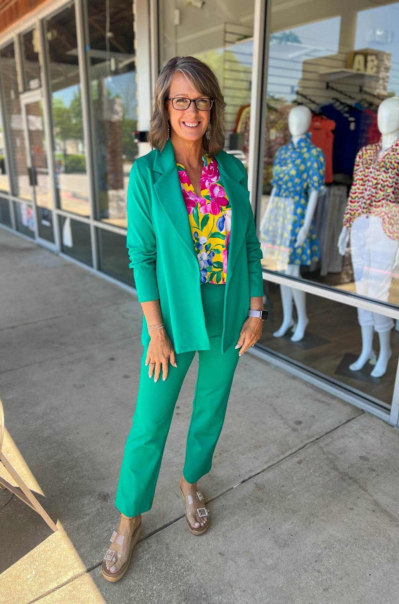 Anything For You Kelly Green 3/4 Length Ruched Sleeve Fitted Magic Blazer - A'Bekah's Boutique