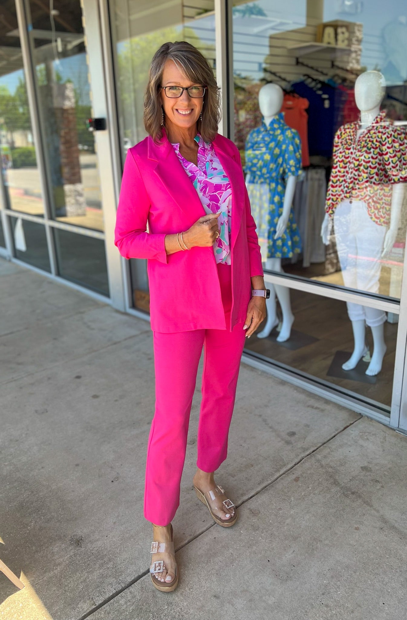 Anything For You Pink Sapphire 3/4 Length Ruched Sleeve Fitted Magic Blazer - A'Bekah's Boutique