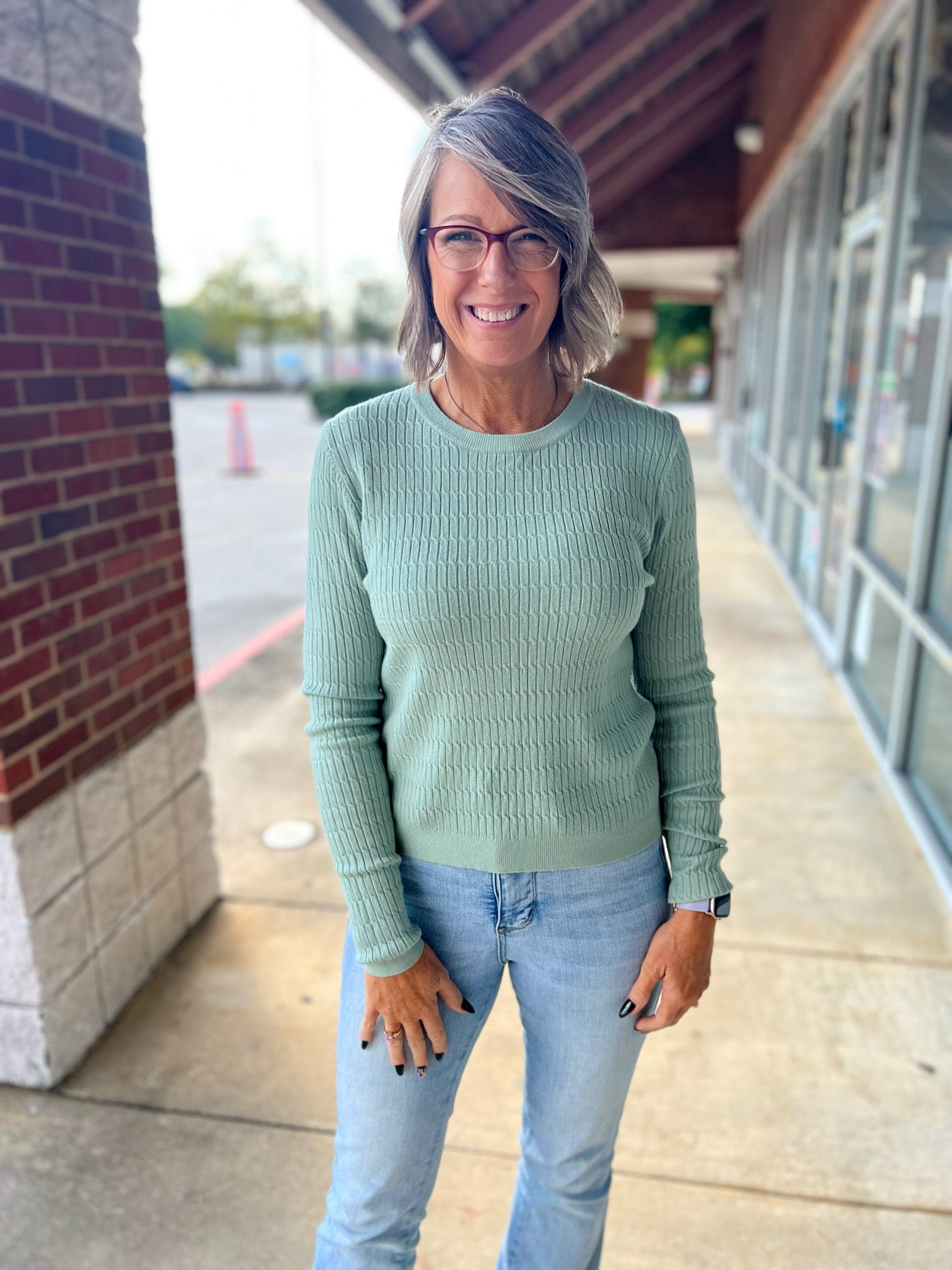 Anything Is Possible Sage Green Fine Gauge Cable Knit Sweater - A'Bekah's Boutique