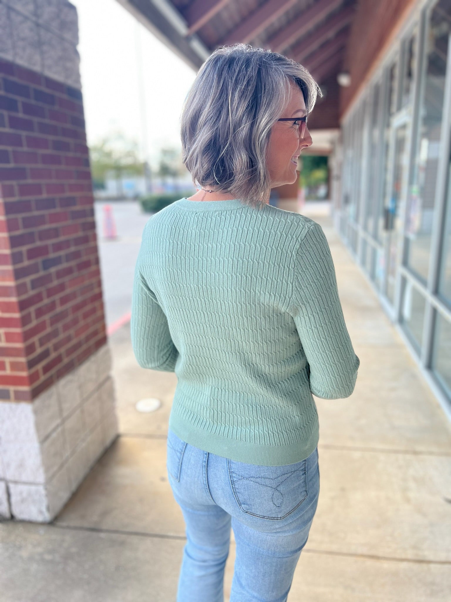 Anything Is Possible Sage Green Fine Gauge Cable Knit Sweater - A'Bekah's Boutique