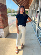 Attention Getter Black Short Sleeve Cable Knit Sweater - A'Bekah's Boutique
