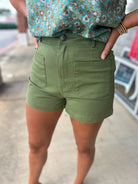 Back To Good Olive High Waisted Shorts - A'Bekah's Boutique